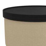 Betsy Round Storage Ottoman with Tray in Beige and Black 402-376BG_BK 402 376BG BK 6