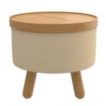 Betsy Round Storage Ottoman with Tray in Beige and Natural 402-376BG_NT 402 376BG NT 2