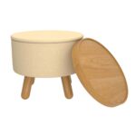 Betsy Round Storage Ottoman with Tray in Beige and Natural 402-376BG_NT 402 376BG NT 3