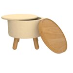 Betsy Round Storage Ottoman with Tray in Beige and Natural 402-376BG_NT 402 376BG NT 4
