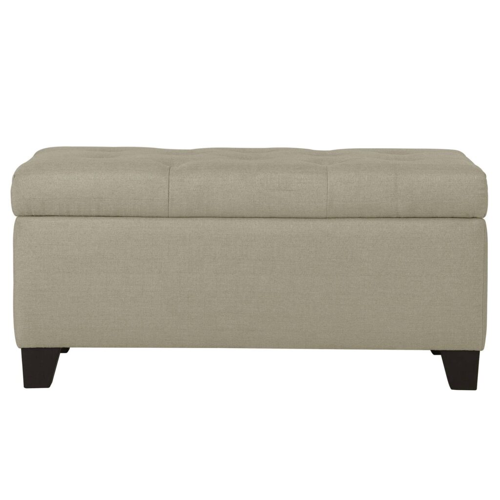 Harper Rectangular Storage Ottoman in Beige