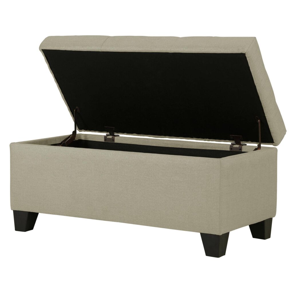 Harper Rectangular Storage Ottoman in Beige - Image 3