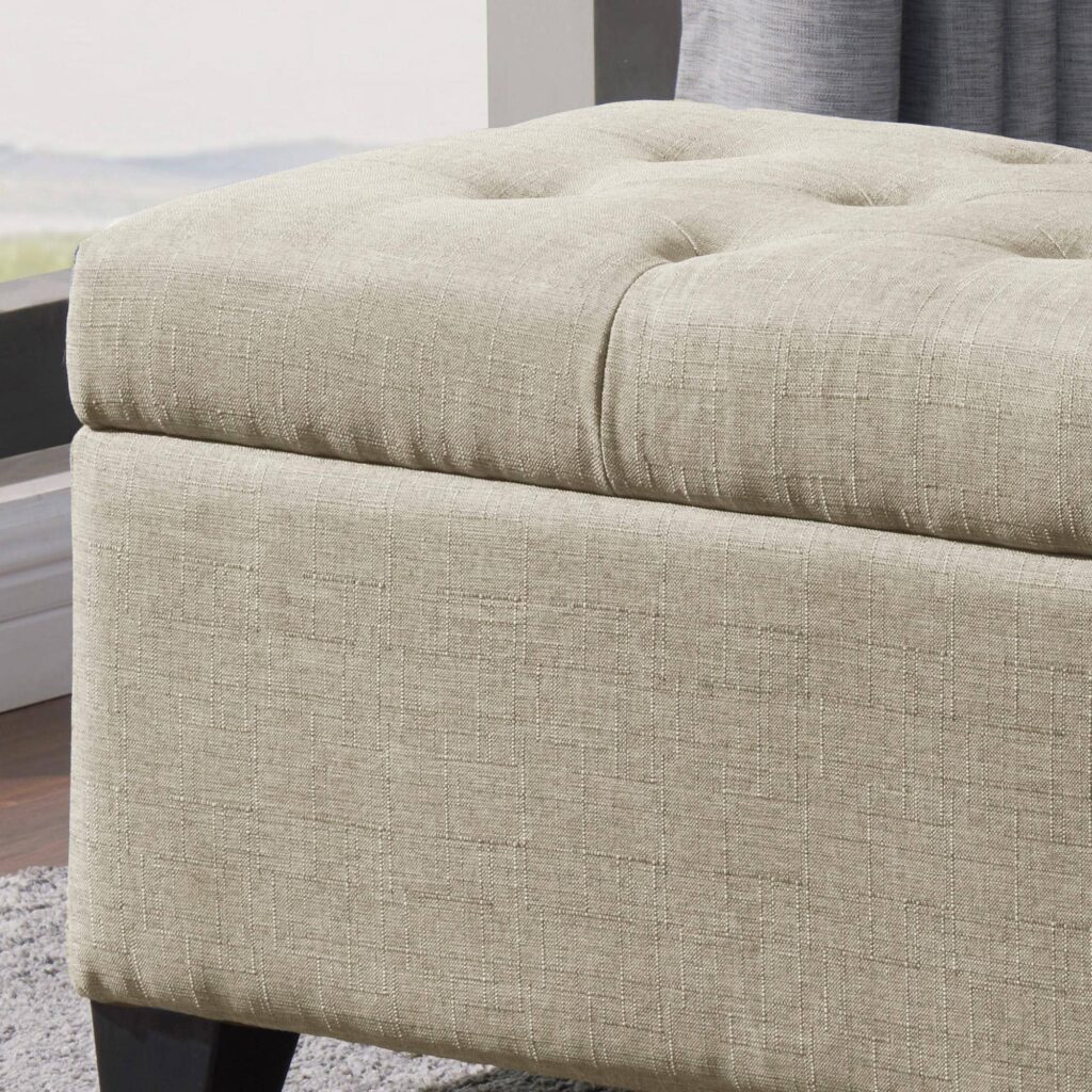Harper Rectangular Storage Ottoman in Beige - Image 5