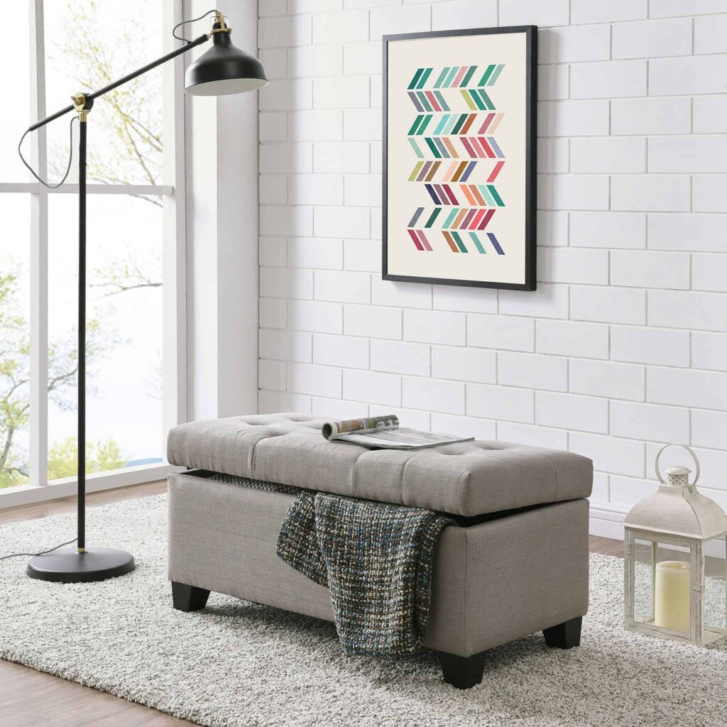 Harper Rectangular Storage Ottoman in Light Grey - Image 2