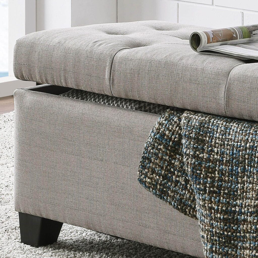 Harper Rectangular Storage Ottoman in Light Grey - Image 5