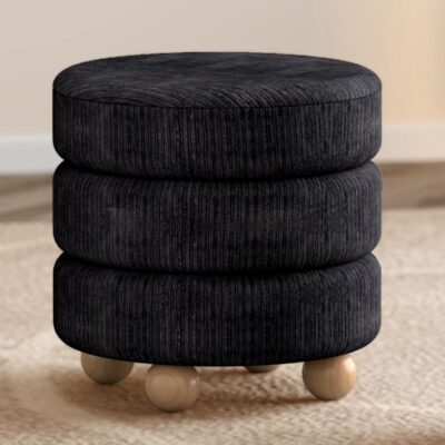 Willo Round Ottoman in Black 9 Willo Round Ottoman in Black 402-523BLK 402 523BLK 1