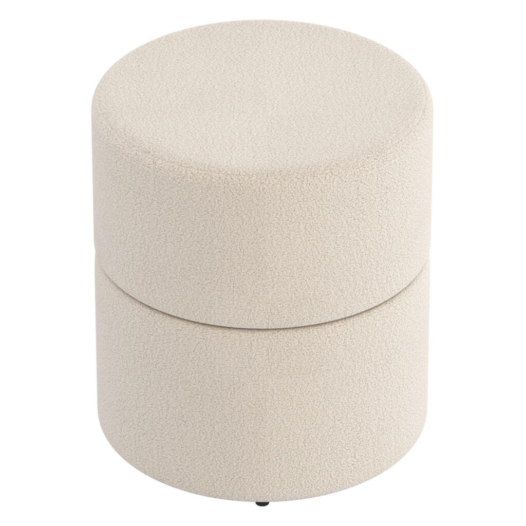 Novar Round Ottoman in Cream Boucle - Image 4