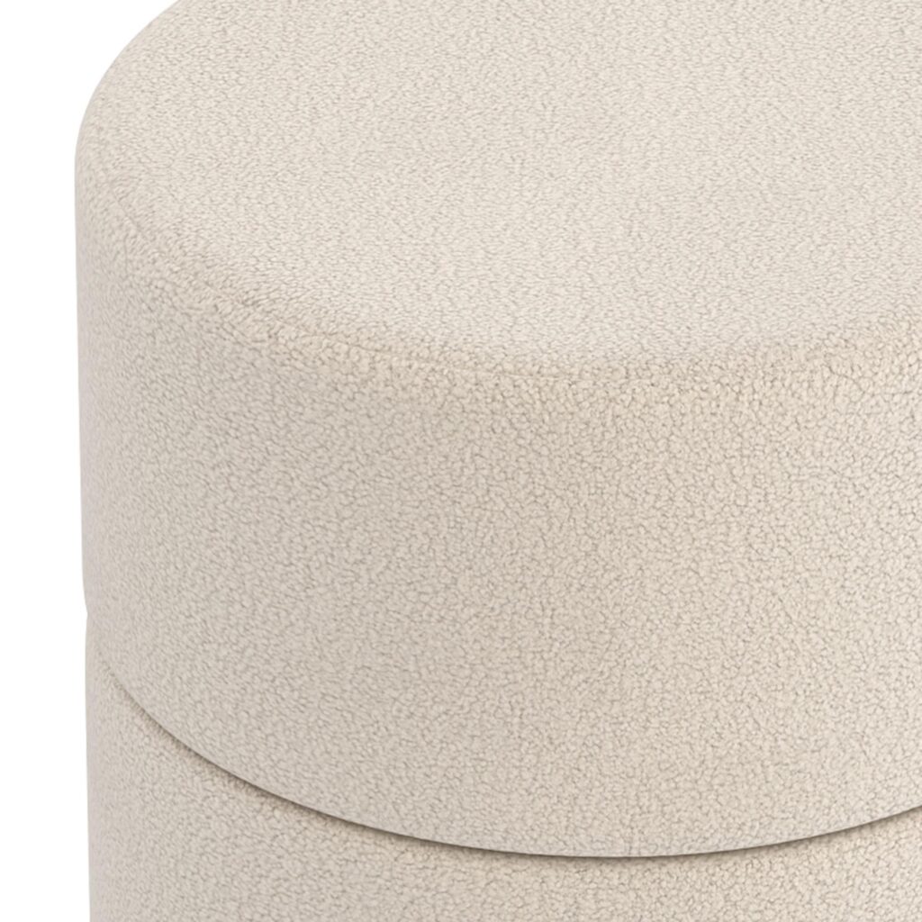 Novar Round Ottoman in Cream Boucle - Image 5