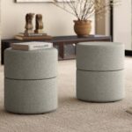 Novar Round Ottoman in Warm Grey Boucle 402-670WGY 402 670WGY 1