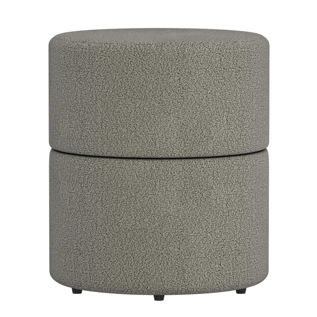 Novar Round Ottoman in Warm Grey Boucle - Image 3