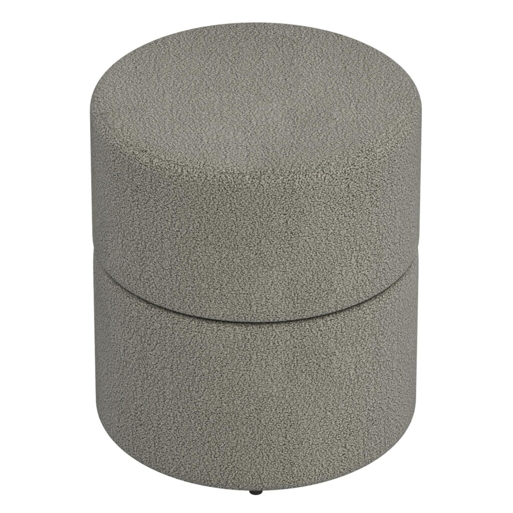 Novar Round Ottoman in Warm Grey Boucle - Image 4