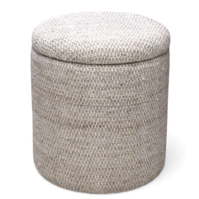 Dalia Round Storage Ottoman in Beige