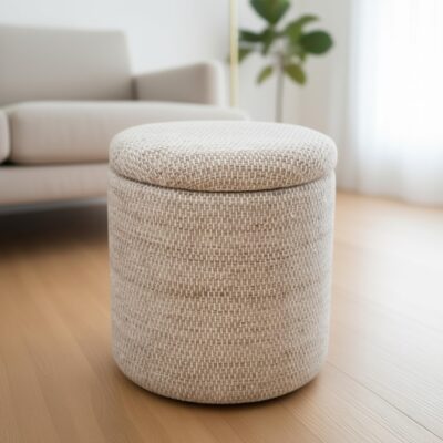 Dalia Round Storage Ottoman in Beige 402-757BEG 402 757BEG 4