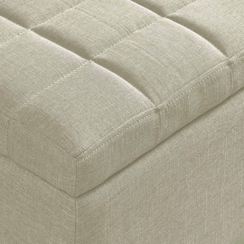 Lila Rectangular Storage Ottoman in Beige - Image 6