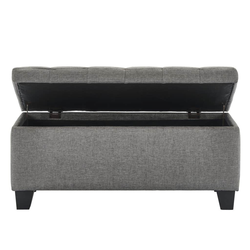 Lila Rectangular Storage Ottoman in Grey - Image 3