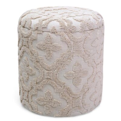 Magnolia Round Storage Ottoman in Ivory