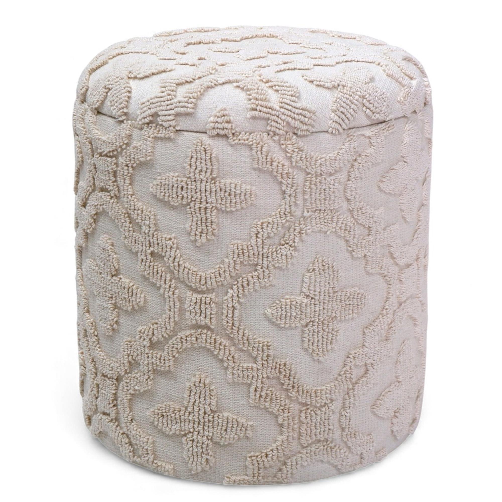 Magnolia Round Storage Ottoman in Ivory 1 Magnolia Round Storage Ottoman in Ivory