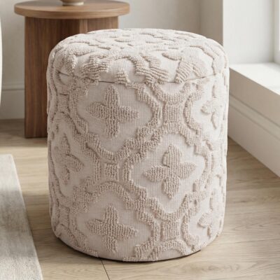 Magnolia Round Storage Ottoman in Ivory 9 Magnolia Round Storage Ottoman in Ivory 402-799IV 402 799IV 1