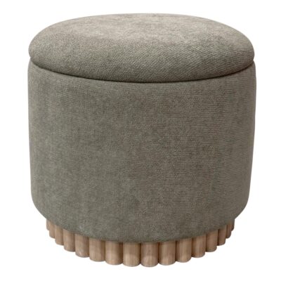 Sadie Round Storage Ottoman in Moss and Natural