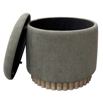 Sadie Round Storage Ottoman in Moss and Natural 402-812MOS 402 812MOS 2