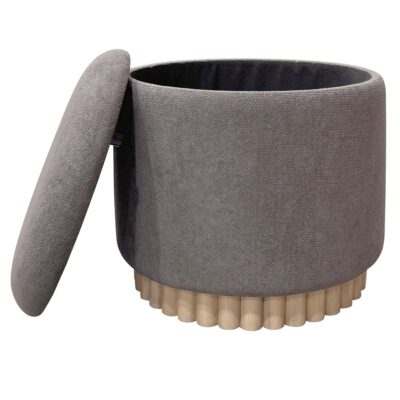 Sadie Round Storage Ottoman in Warm Charcoal and Natural 402-812WCH 402 812WCH 2