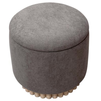 Sadie Round Storage Ottoman in Warm Charcoal and Natural 402-812WCH 402 812WCH 3