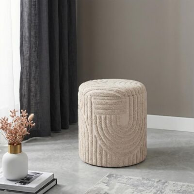 Lullu Round Storage Ottoman in Beige 402-831BEG 402 831BEG 1