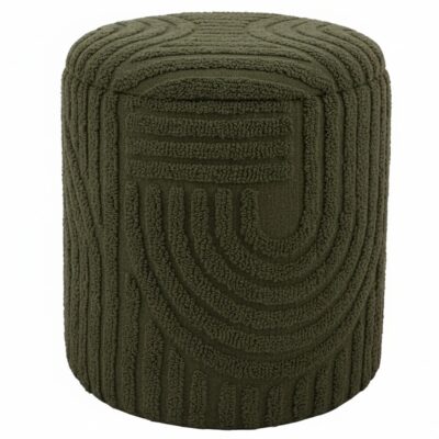 Lullu Round Storage Ottoman in Olive Green