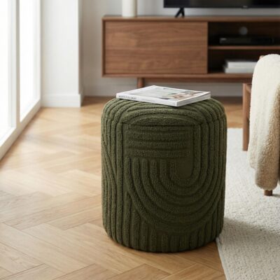Lullu Round Storage Ottoman in Olive Green 402-831GRN 402 831GRN 1