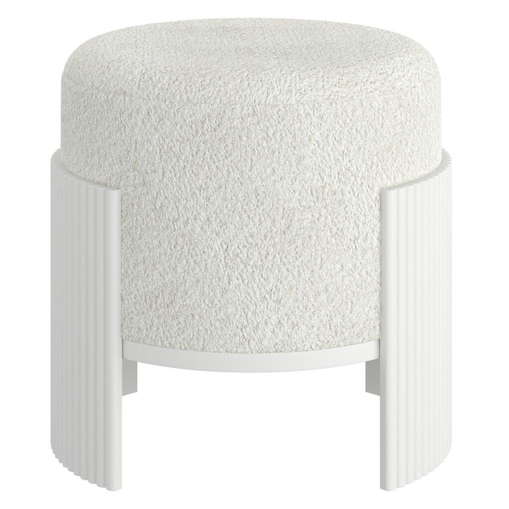Kiraz Round Ottoman in Ivory & White - Image 5