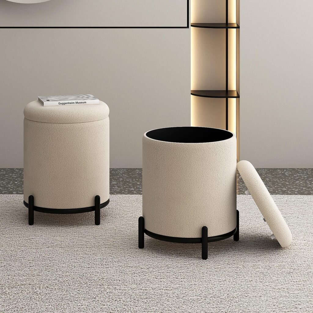Castor Storage Ottoman in Cream Boucle - Image 2