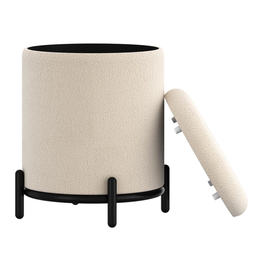 Castor Storage Ottoman in Cream Boucle - Image 3