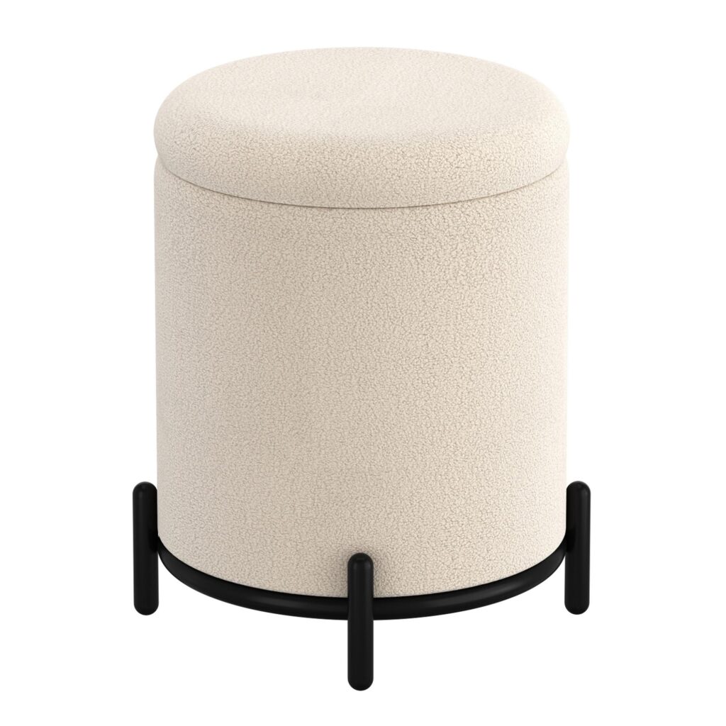 Castor Storage Ottoman in Cream Boucle - Image 4