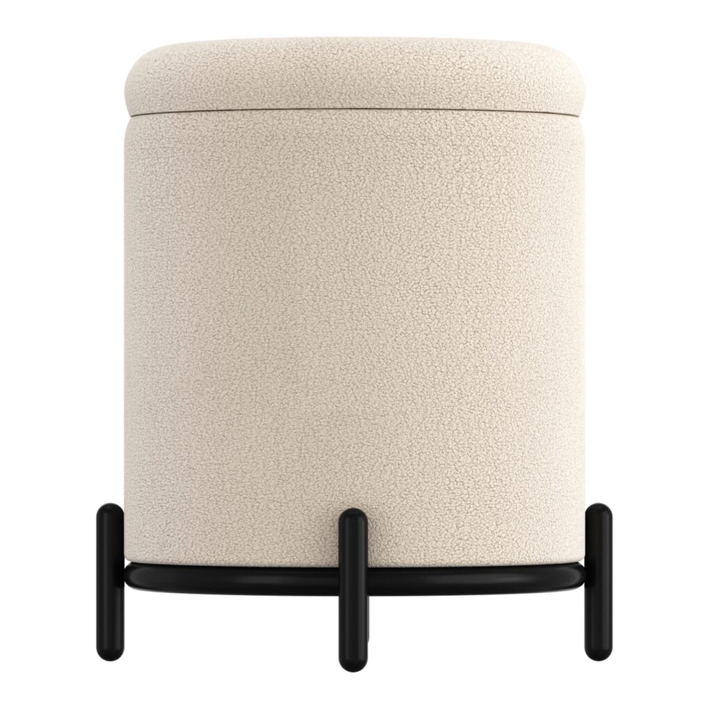 Castor Storage Ottoman in Cream Boucle - Image 5