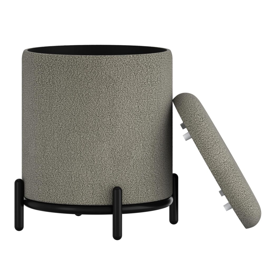 Castor Storage Ottoman in Warm Grey Boucle - Image 3