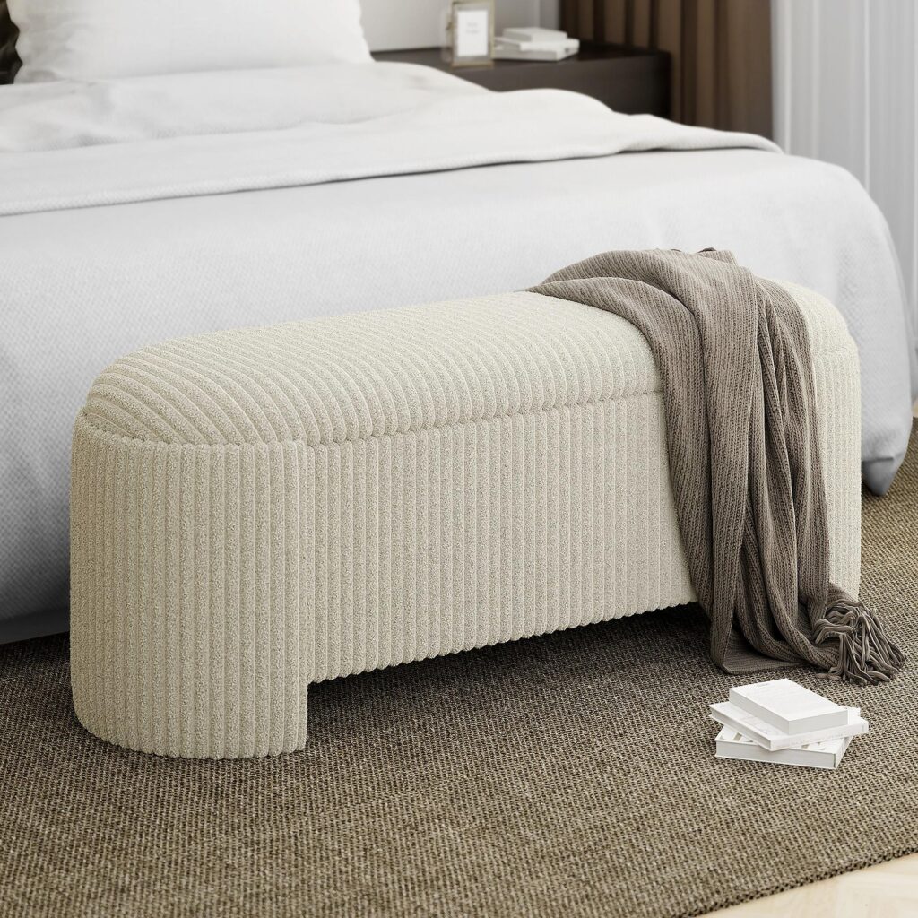 Cybil Storage Ottoman in Ivory - Image 2