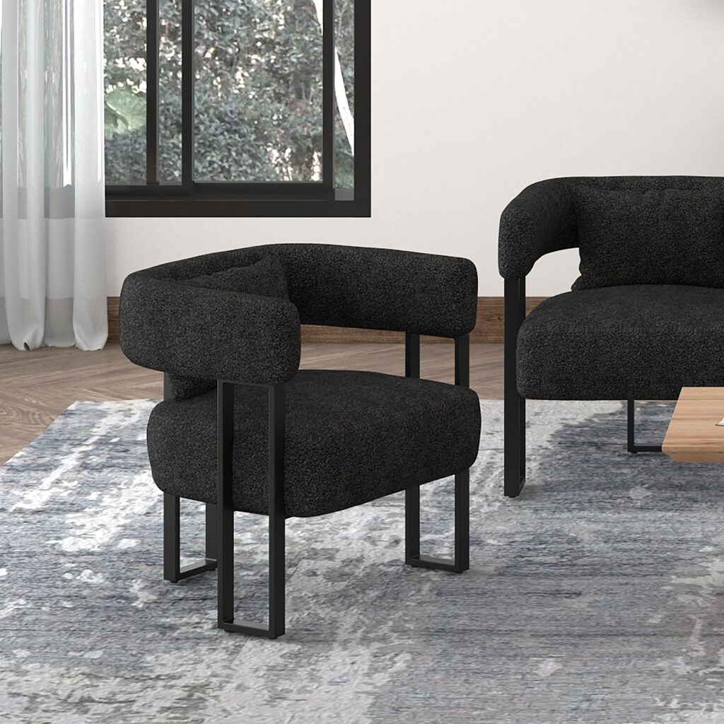 Scarlet Accent Chair in Charcoal Boucle and Black - Image 2