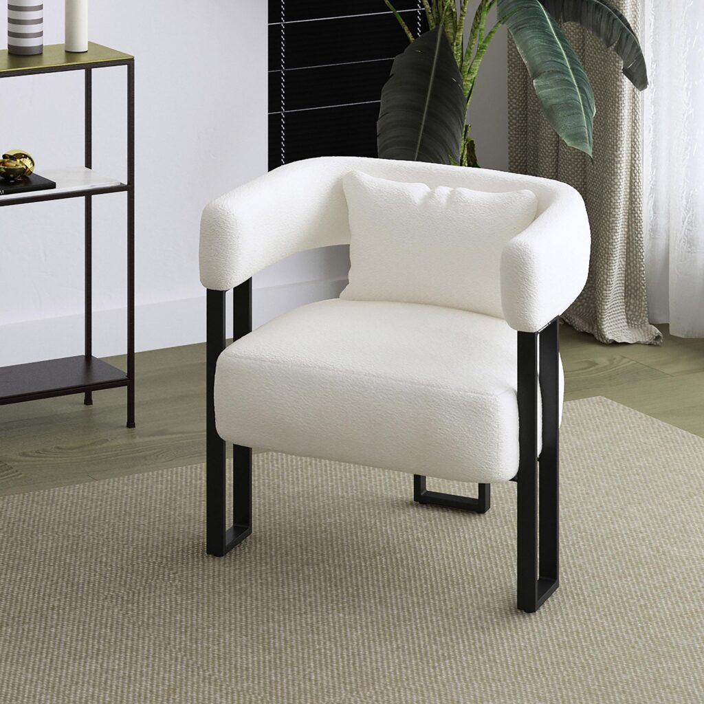 Scarlet Accent Chair in Ivory Boucle and Black - Image 2