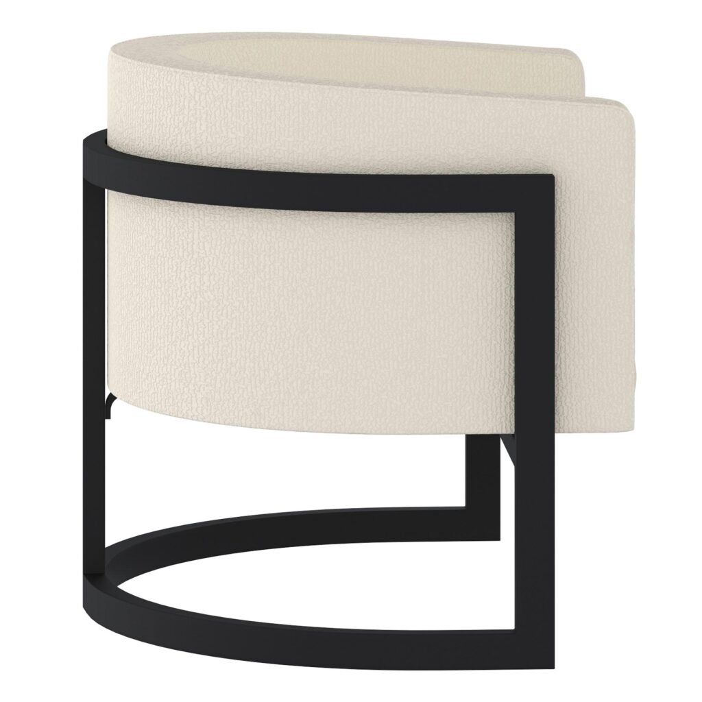 Zhuri Accent Chair in Ivory Boucle and Black - Image 4