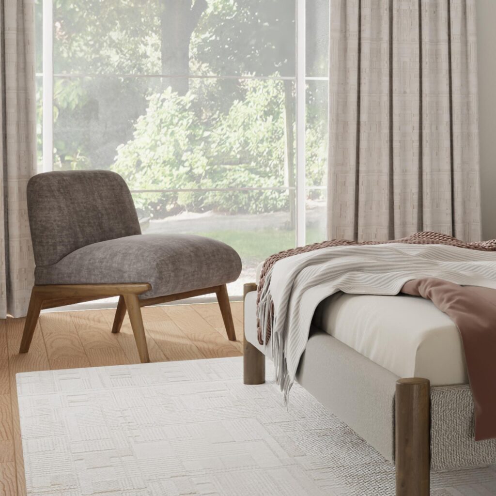 Lisson Accent Chair in Dark Taupe and Walnut - Image 2