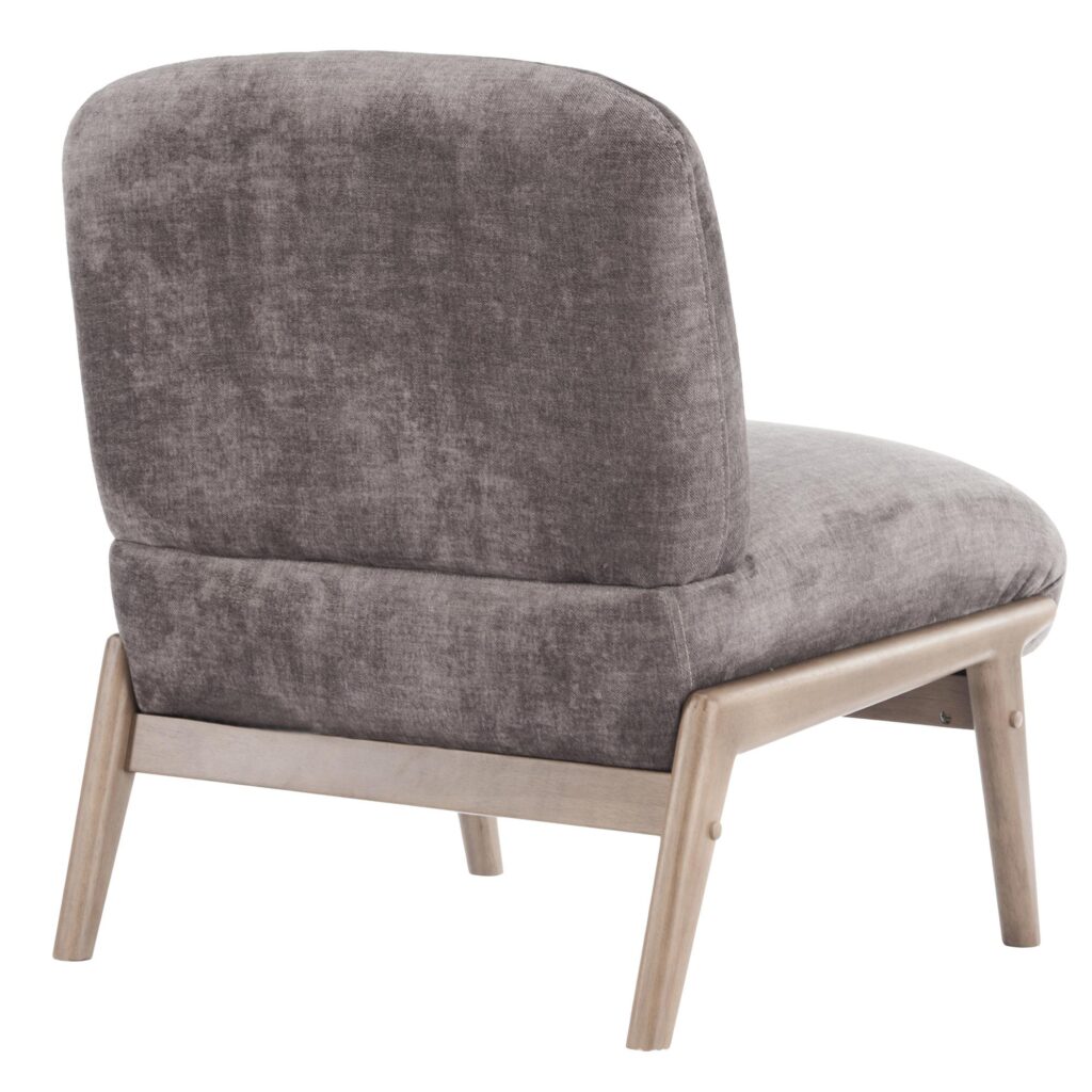 Lisson Accent Chair in Dark Taupe and Walnut - Image 3