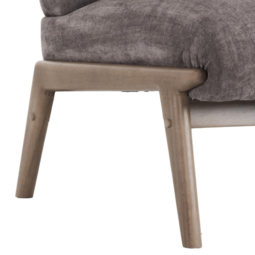 Lisson Accent Chair in Dark Taupe and Walnut - Image 6
