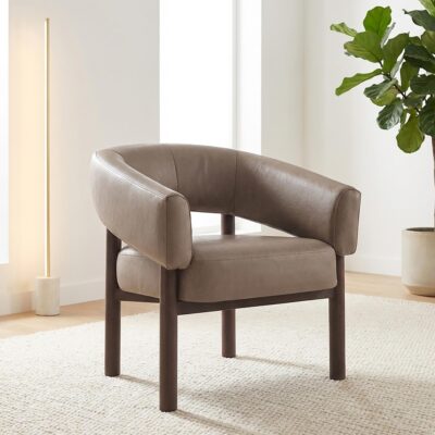 Allegra Accent Chair in Dark Taupe and Walnut 403-470DTP 403 470DTP 1
