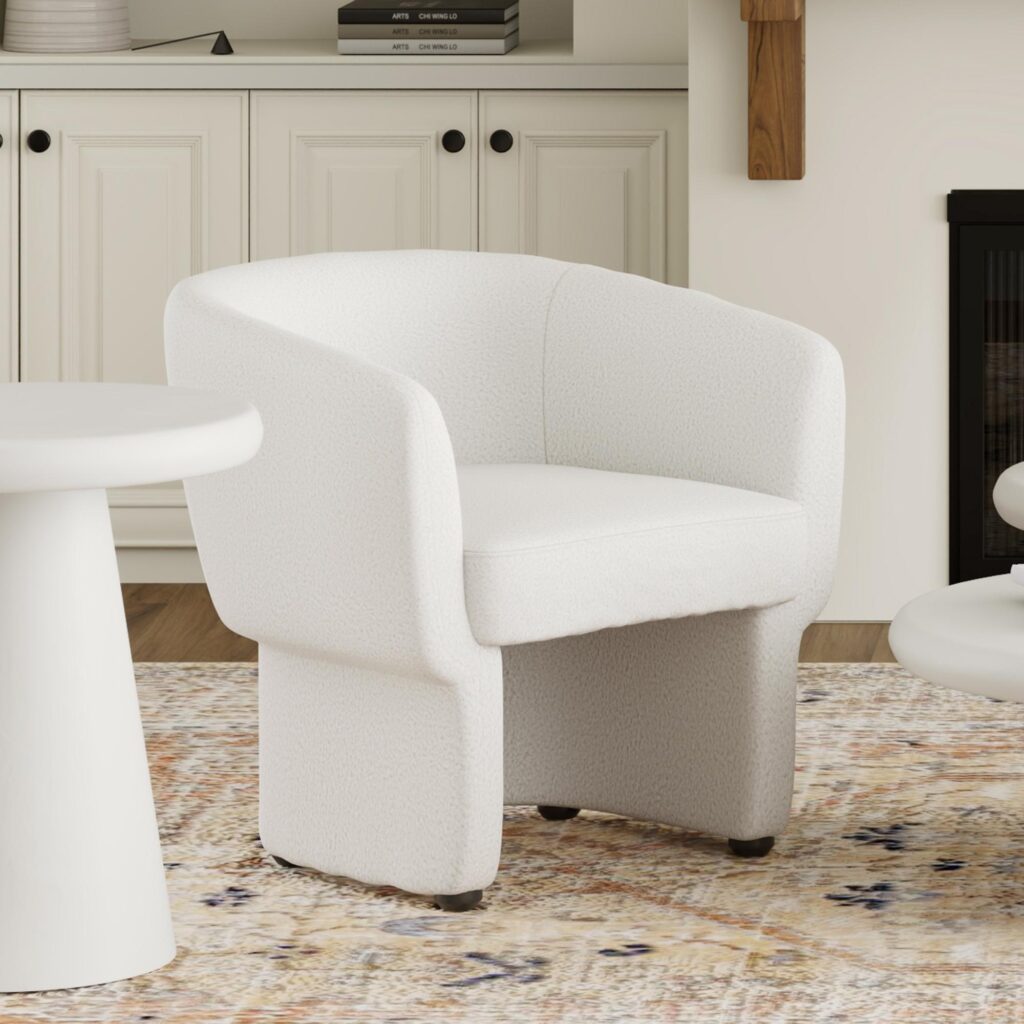 Sheri Accent Chair in White Boucle - Image 2
