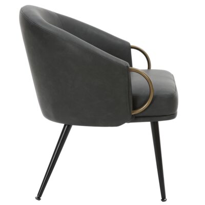 Zita Accent Chair in Vintage Charcoal Faux Leather and Black and Aged Gold 403-668CH 403 668CH 3