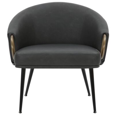 Zita Accent Chair in Vintage Charcoal Faux Leather and Black and Aged Gold 403-668CH 403 668CH 4