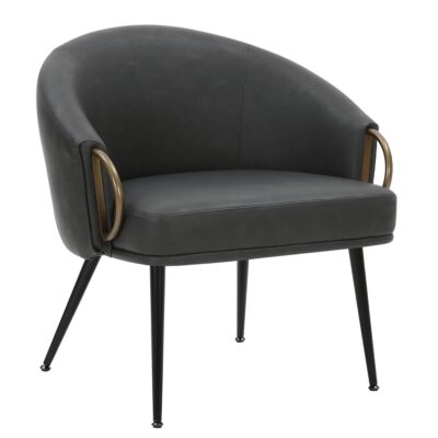 Zita Accent Chair in Vintage Charcoal Faux Leather and Black and Aged Gold 403-668CH 403 668CH 6