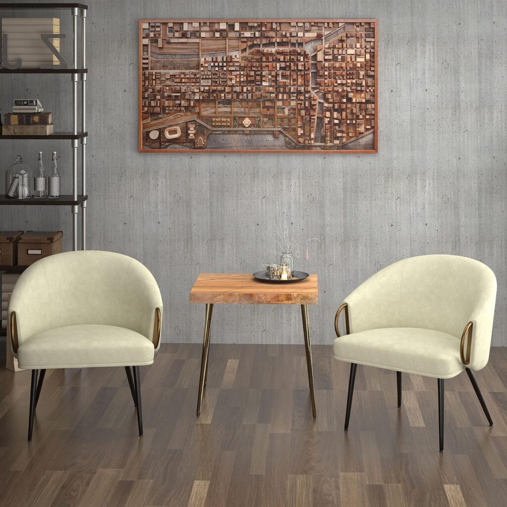 Zita Accent Chair in Vintage Ivory Faux Leather and Black and Aged Gold - Image 2