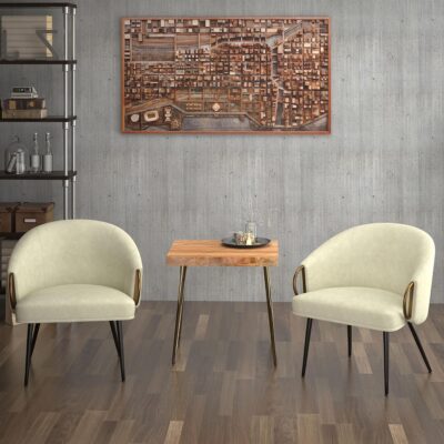 Zita Accent Chair in Vintage Ivory Faux Leather and Black and Aged Gold 403-668IV 403 668IV 1