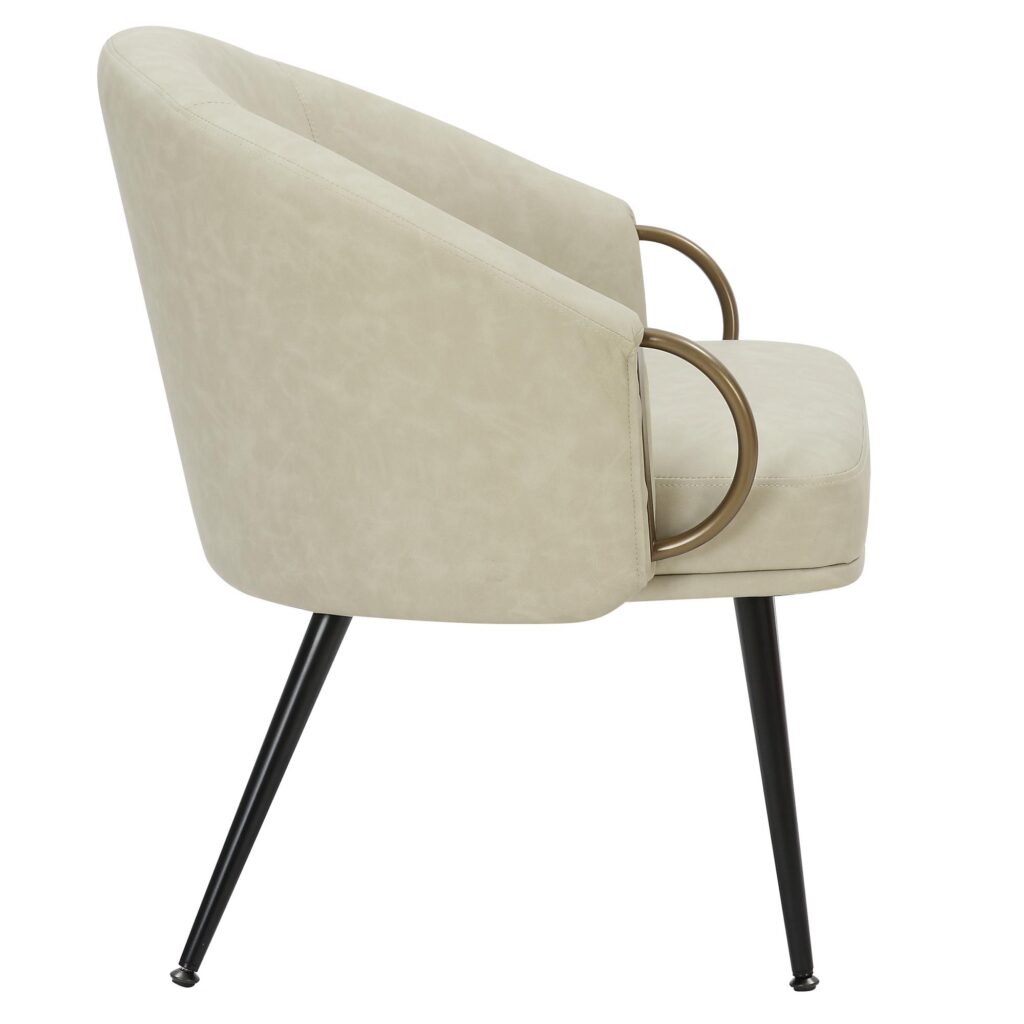 Zita Accent Chair in Vintage Ivory Faux Leather and Black and Aged Gold - Image 4